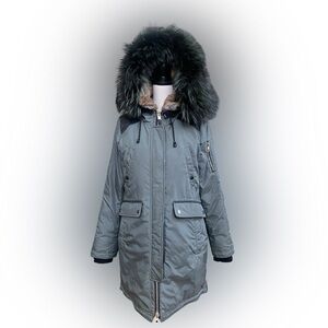 Nicole Benisti Army Green Brera Fur-Trimmed Parka
